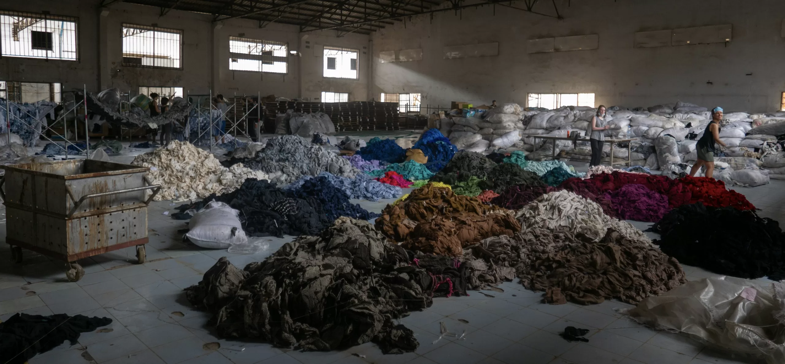Textile waste being sorted